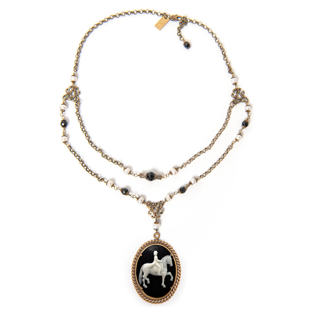 Elegant Dressage Cameo Necklace - Horse Girl