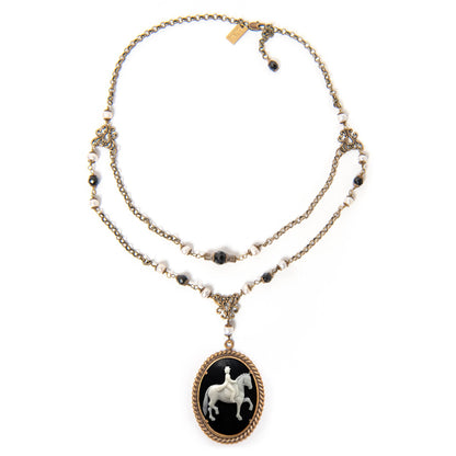 Elegant Dressage Cameo Necklace - Horse Girl