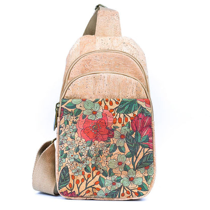 Natural Cork Three-Compartment Sling Bag