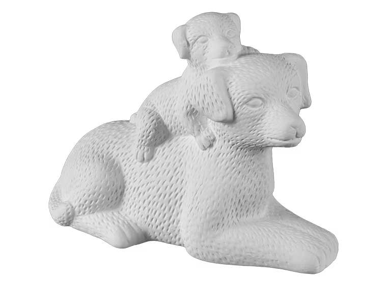 Mama and Baby Pup Figurine Bisqueware