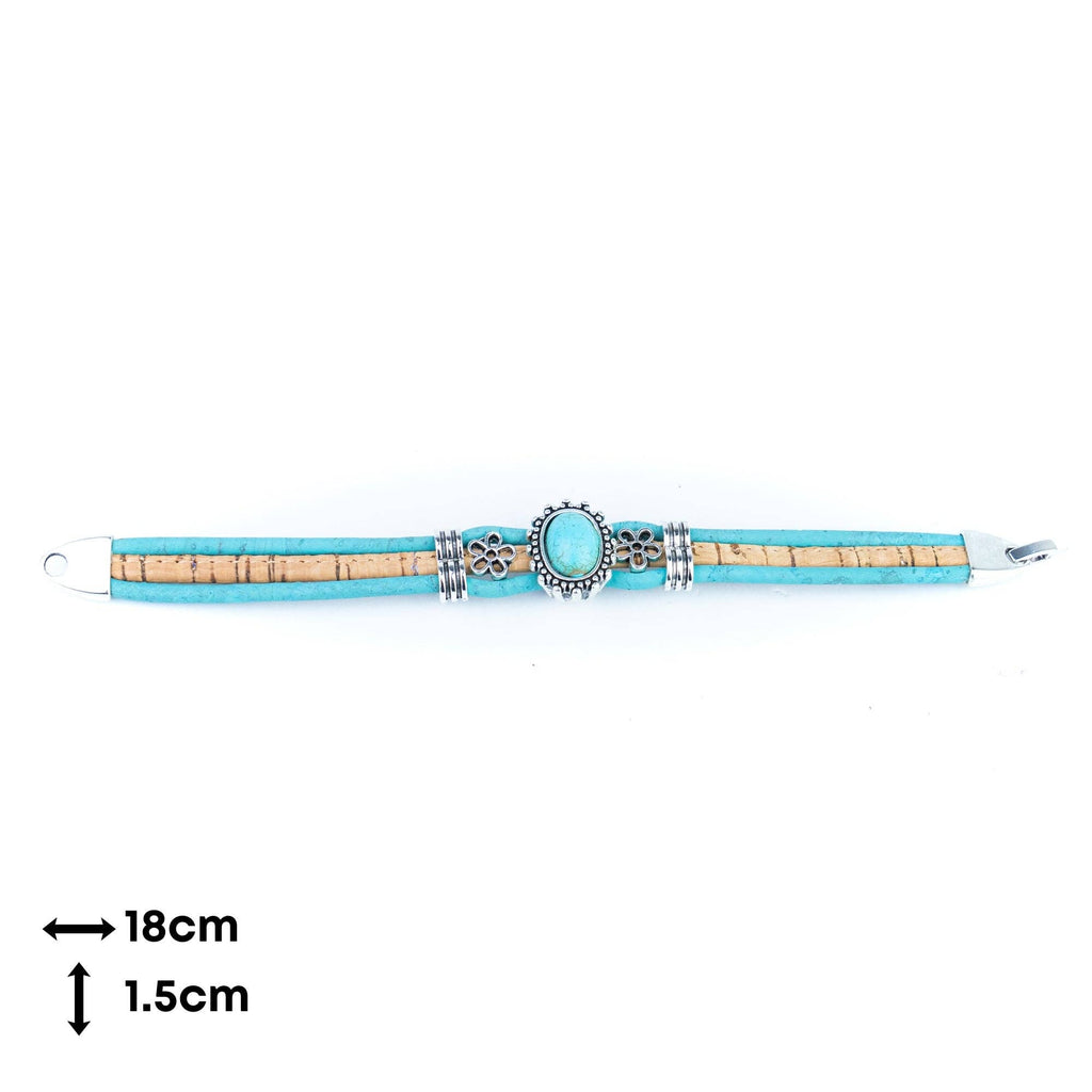 Turquoise Stone Handmade Cork Bracele