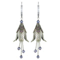 Mystic Lily Flower w Crystals Hand Painted Earrings - Flower Fairy