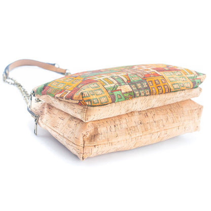 Messenger Patterned Natural Cork bag