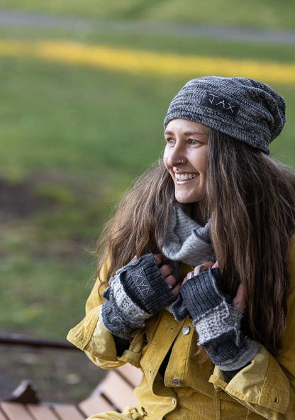 Fingerless Gloves Dark and light grey Upcycled from sweater