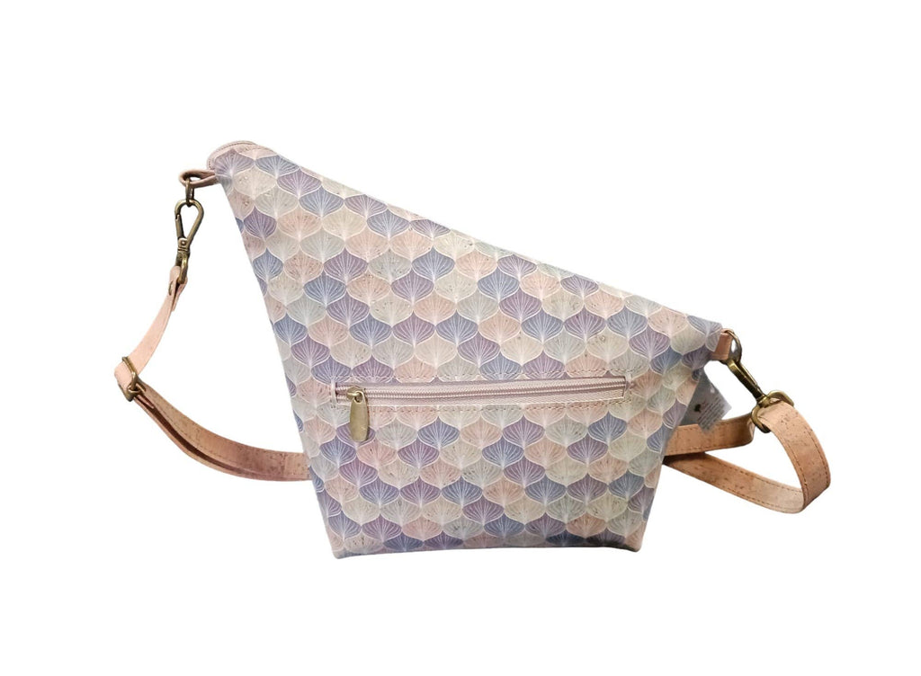 Diagonally folded cork bag