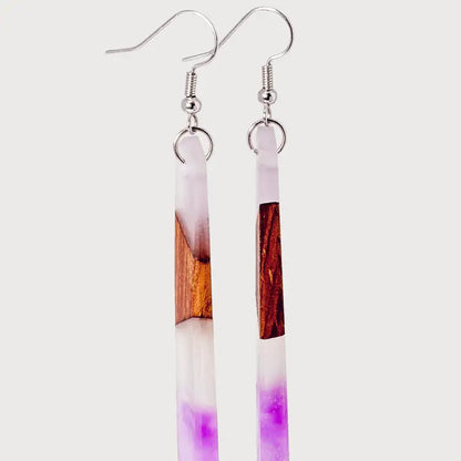 Purple Rain Wooden & Resin Earring