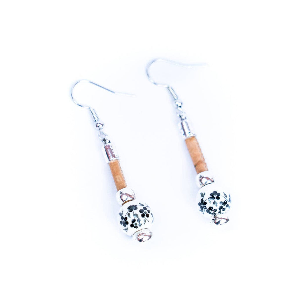 Ceramic beads & Cork handmade earrings