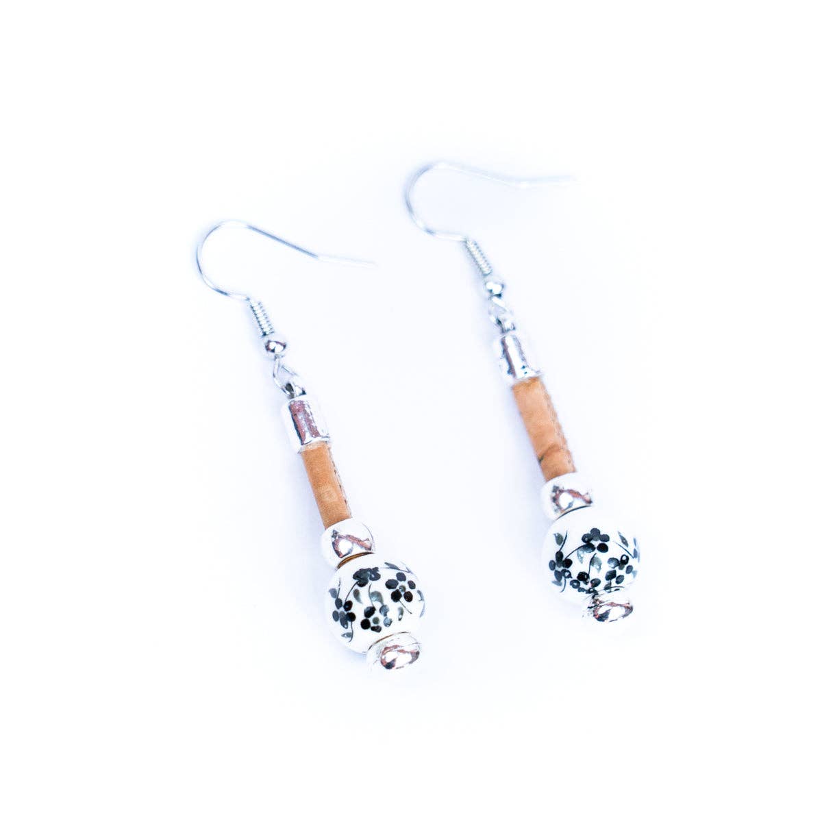 Ceramic beads & Cork handmade earrings