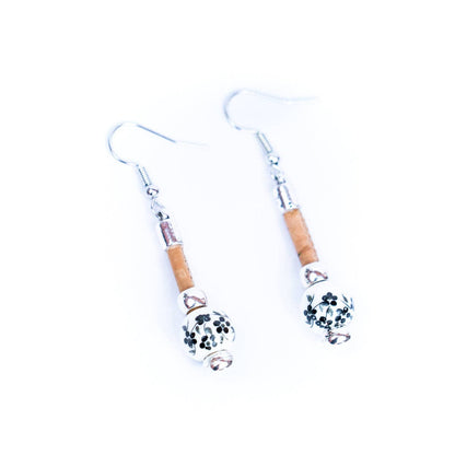 Ceramic beads & Cork handmade earrings