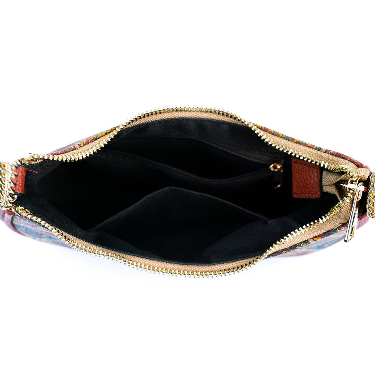 Bohemian Chic Printed Cork & Brown PU Leather Crossbody bag