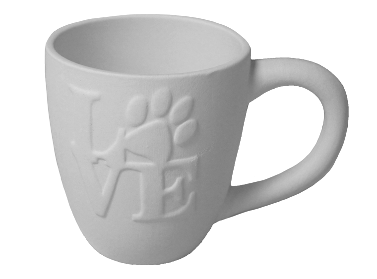Love Paw Print Mug Bisqueware