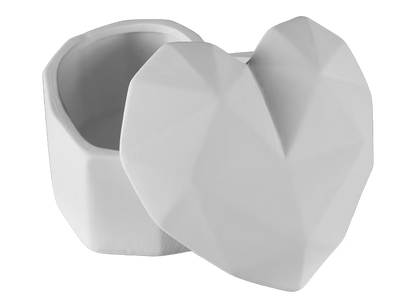 Faceted Heart Box Bisqueware
