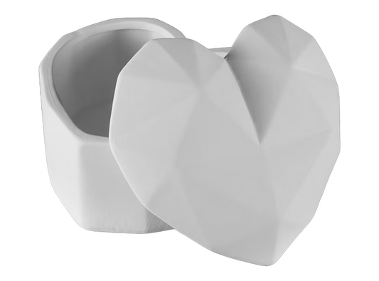 Faceted Heart Box Bisqueware