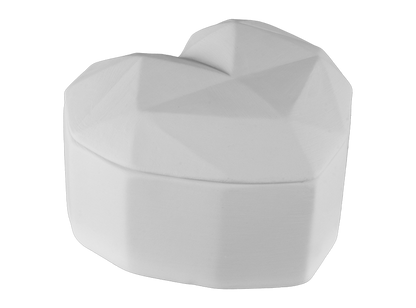 Faceted Heart Box Bisqueware