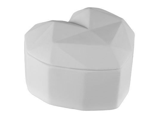 Faceted Heart Box Bisqueware