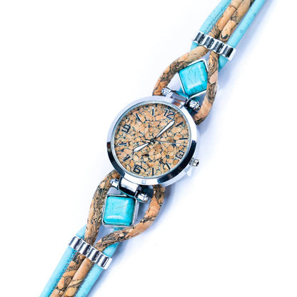 Turquoise Stone Handmade cork watch