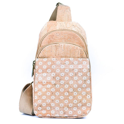 Natural Cork Three-Compartment Sling Bag