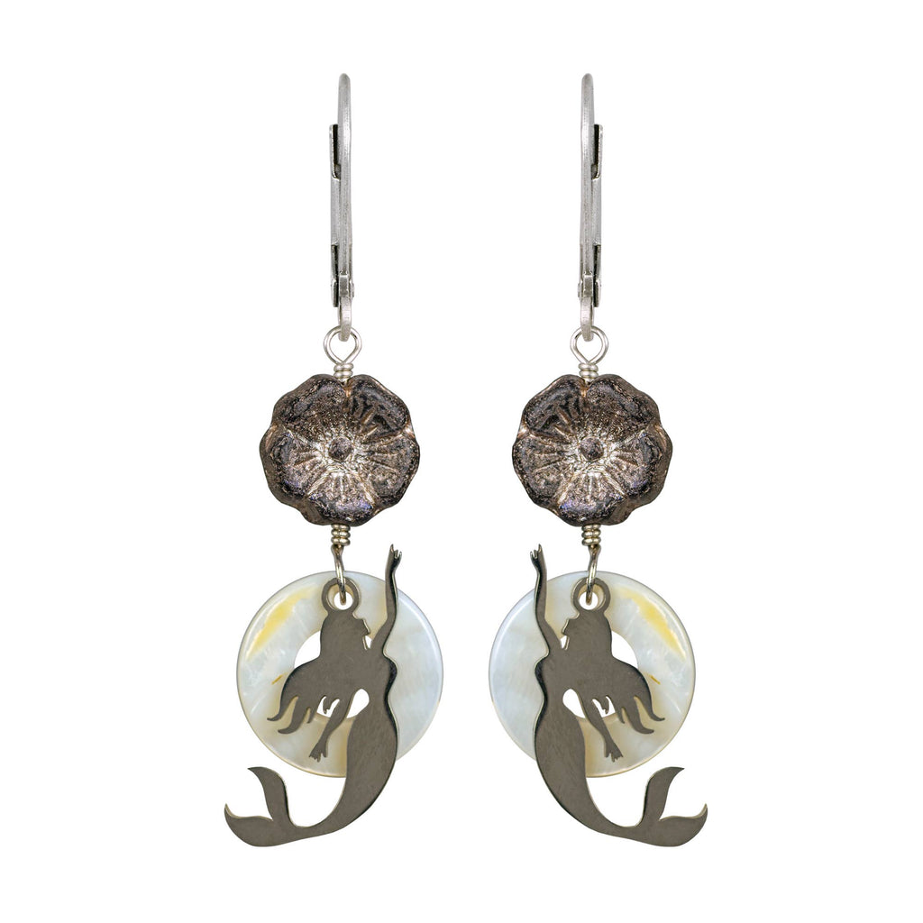 Pearl, Hibiscus Flower & Mermaid Earrings - Tropical Vacation