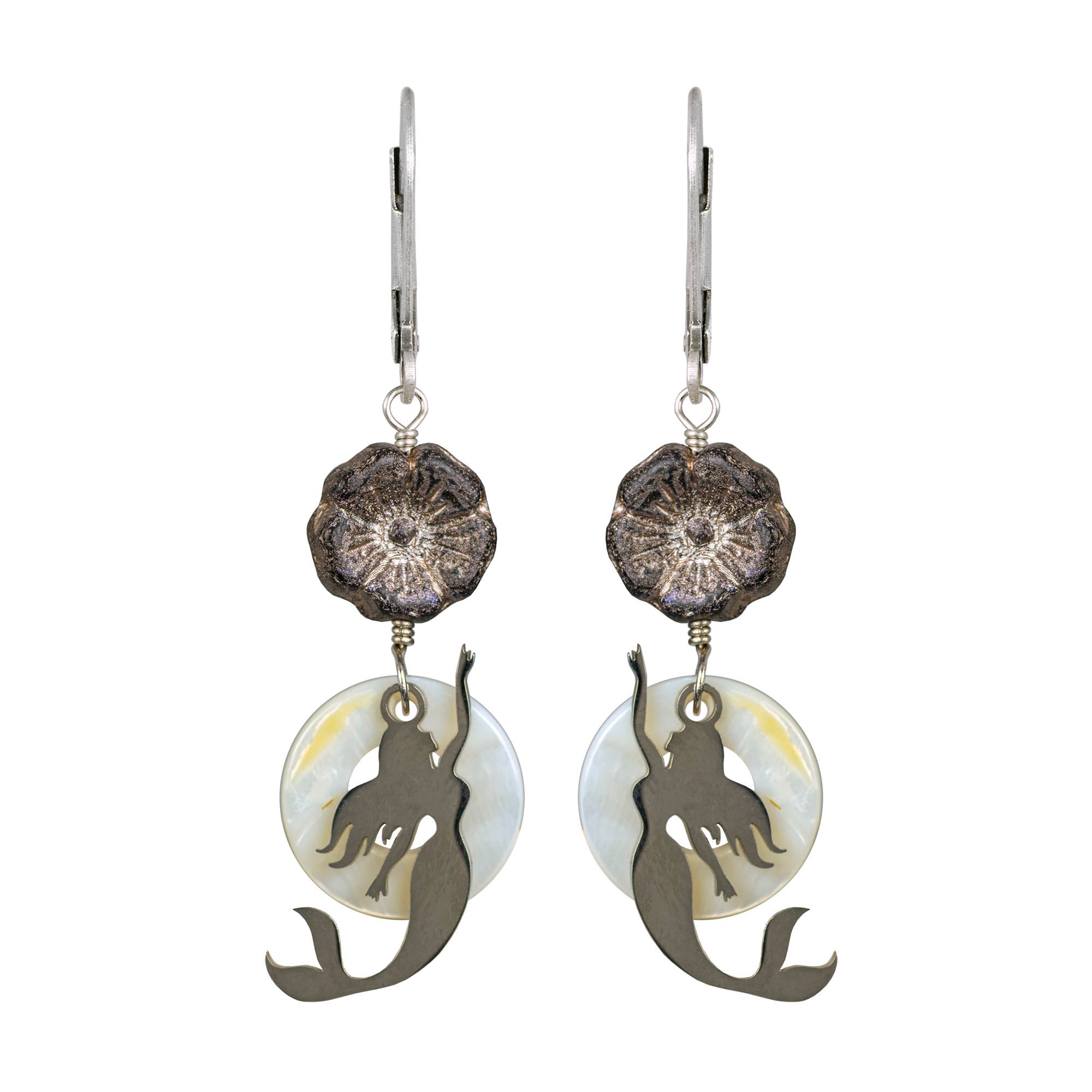 Pearl, Hibiscus Flower & Mermaid Earrings - Tropical Vacation