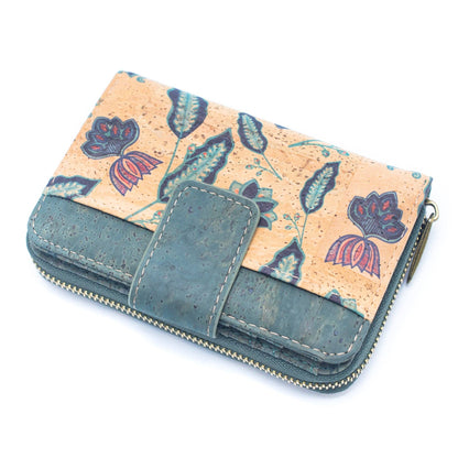 Turquoise Color Ladies Pattern Cork wallet