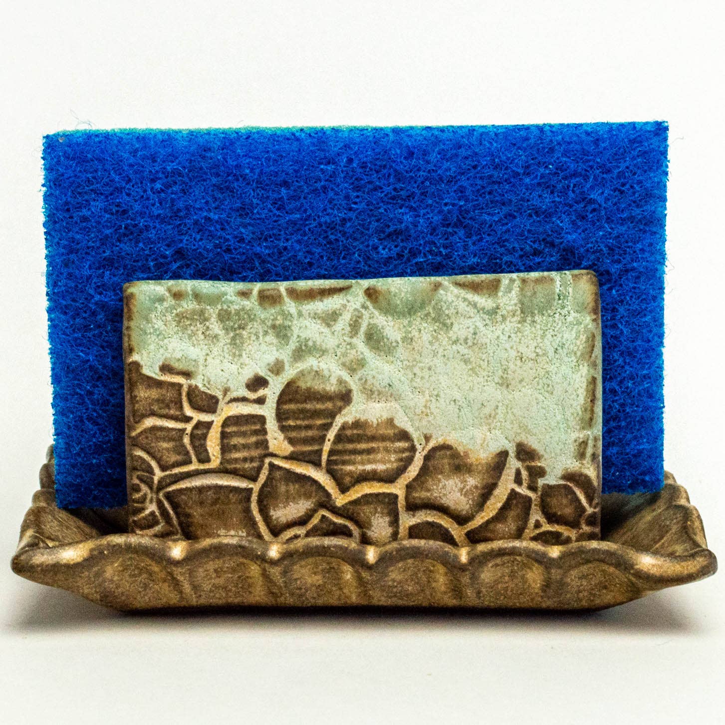 Green Succulent Pattern Ceramic Sponge Holder