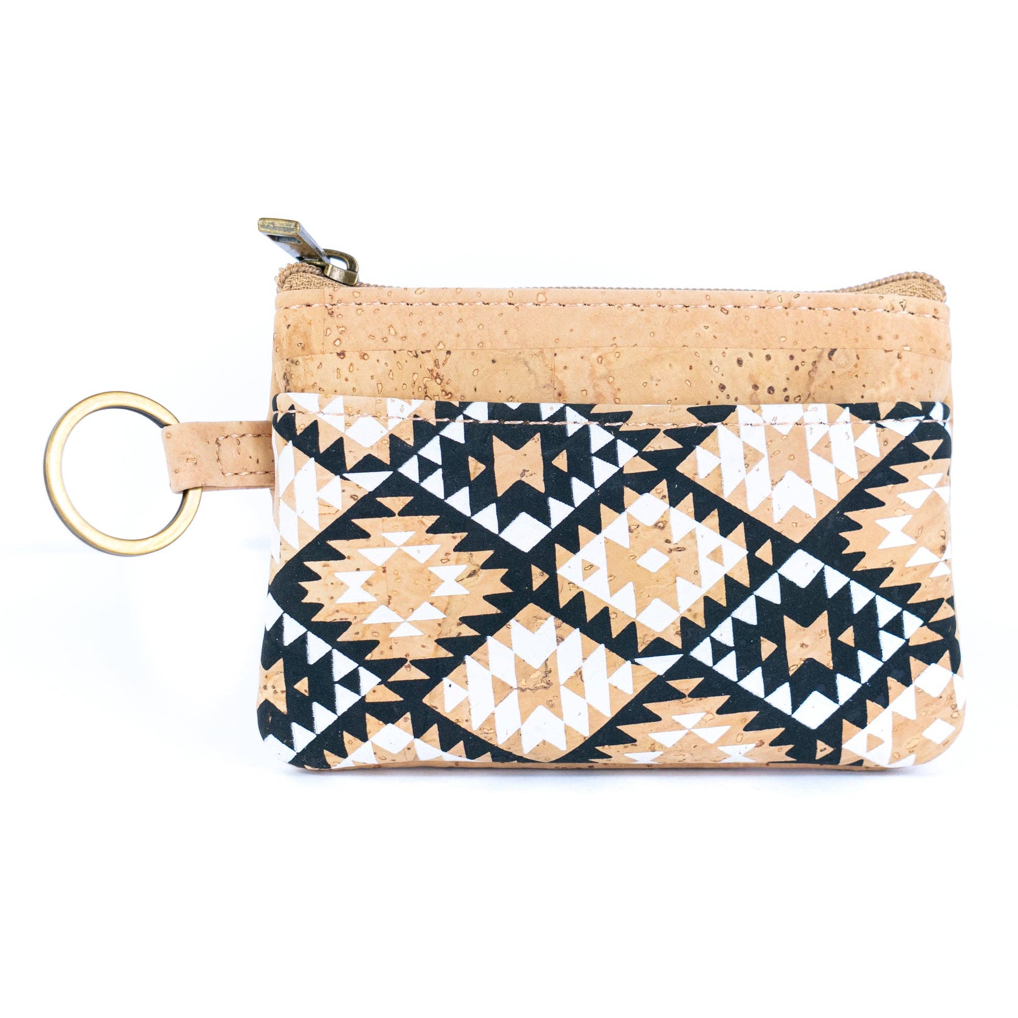 Small Cork Coin Purse with Key Ring – Floral Print