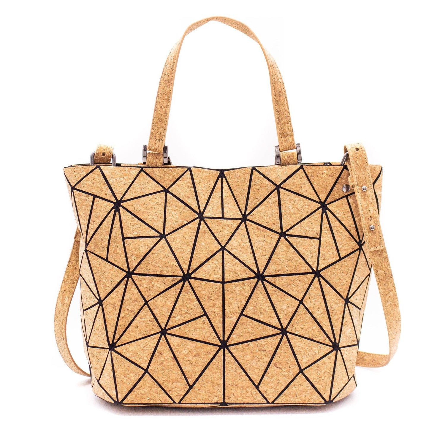 Cross-road Geometric Cork Handbag