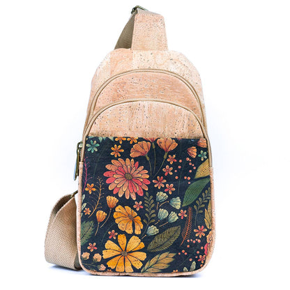 Natural Cork Three-Compartment Sling Bag