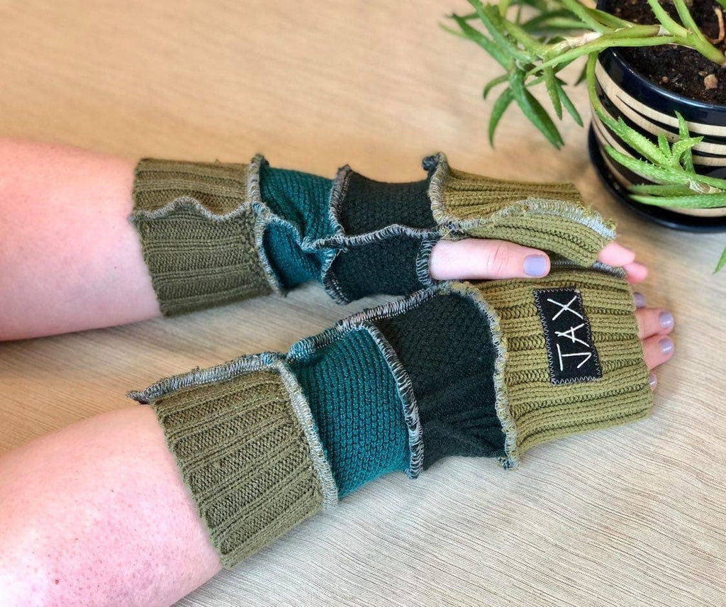 Fingerless Gloves Solid Color(s) rainbow Upcycled from sweaters