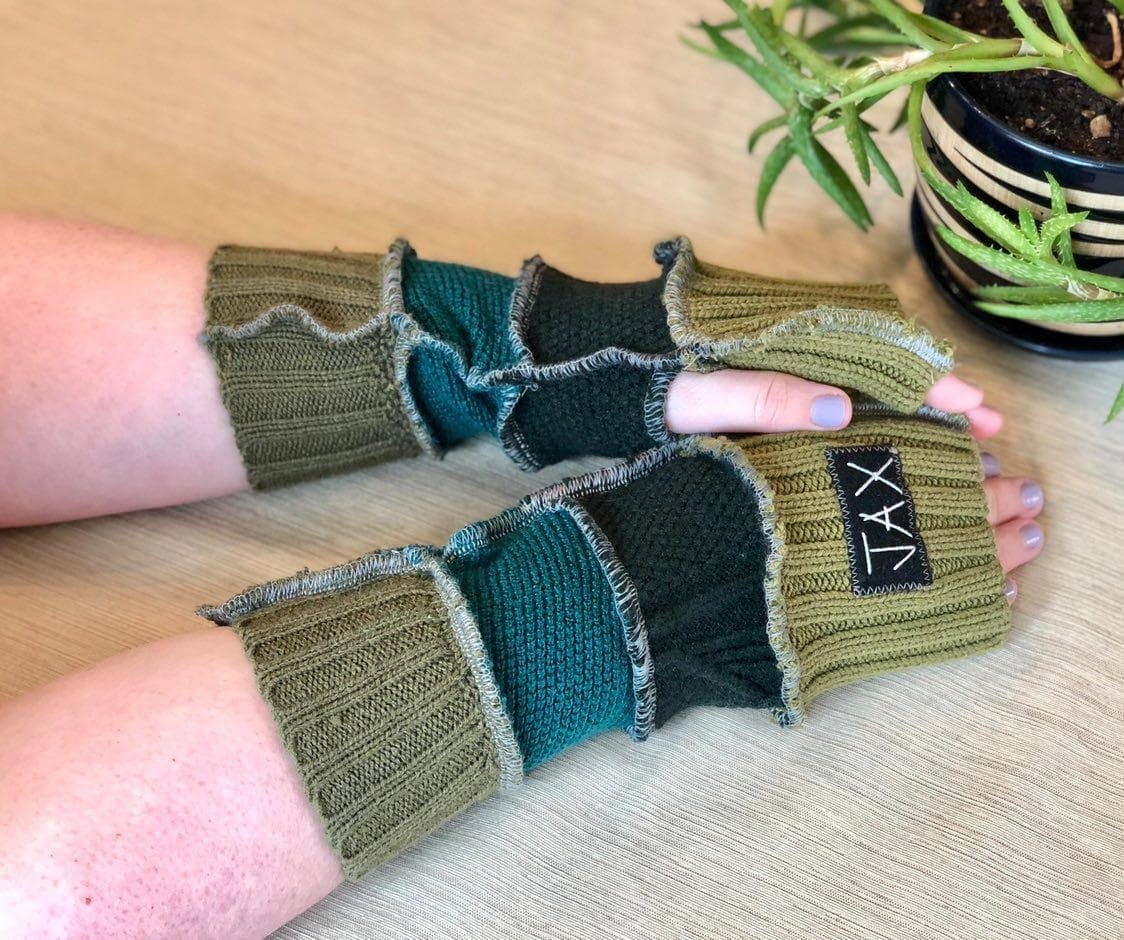 Fingerless Gloves Solid Color(s) rainbow Upcycled from sweaters