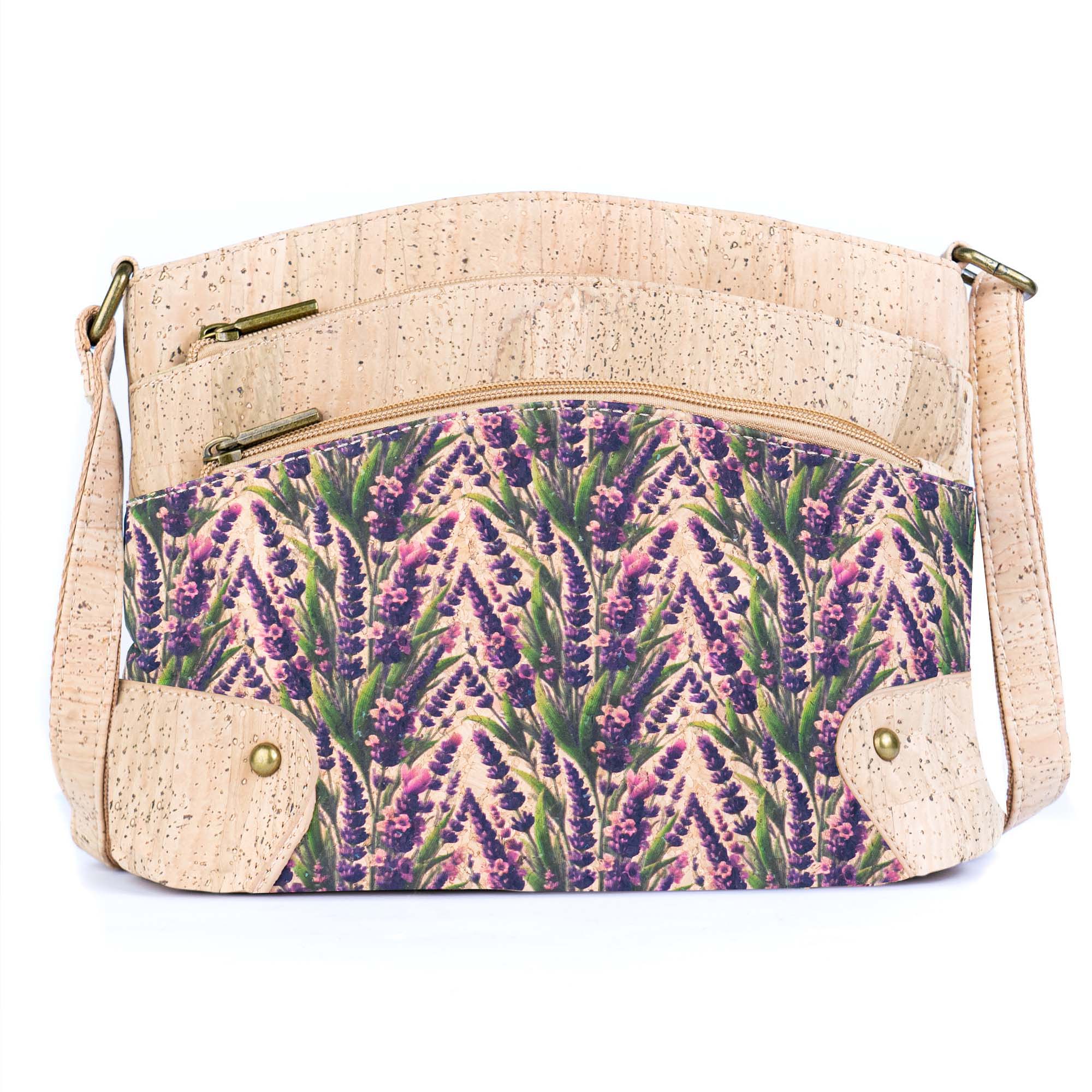 Multi-Pocket Cork Crossbody Bag with Adjustable Shoulder Strap
