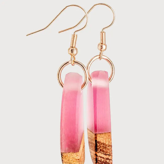 Luna (Pink) Wooden & Resin Earring