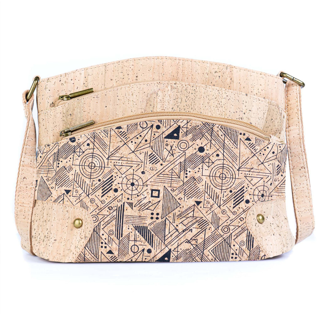 Multi-Pocket Cork Crossbody Bag with Adjustable Shoulder Strap