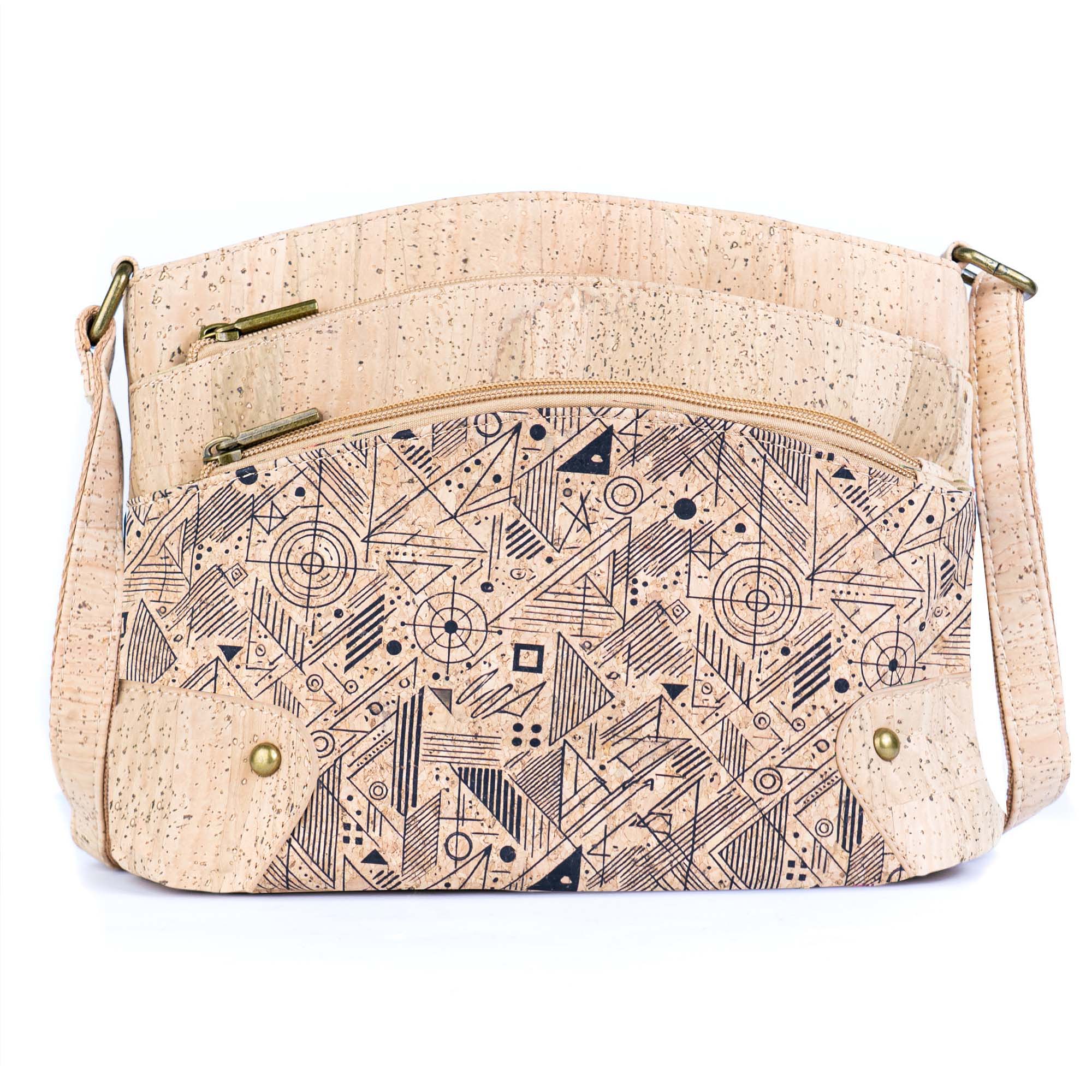 Multi-Pocket Cork Crossbody Bag with Adjustable Shoulder Strap