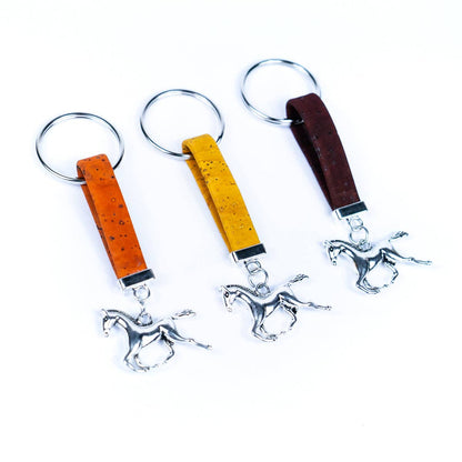 Horse Pendant & Colored cork handmade keychains