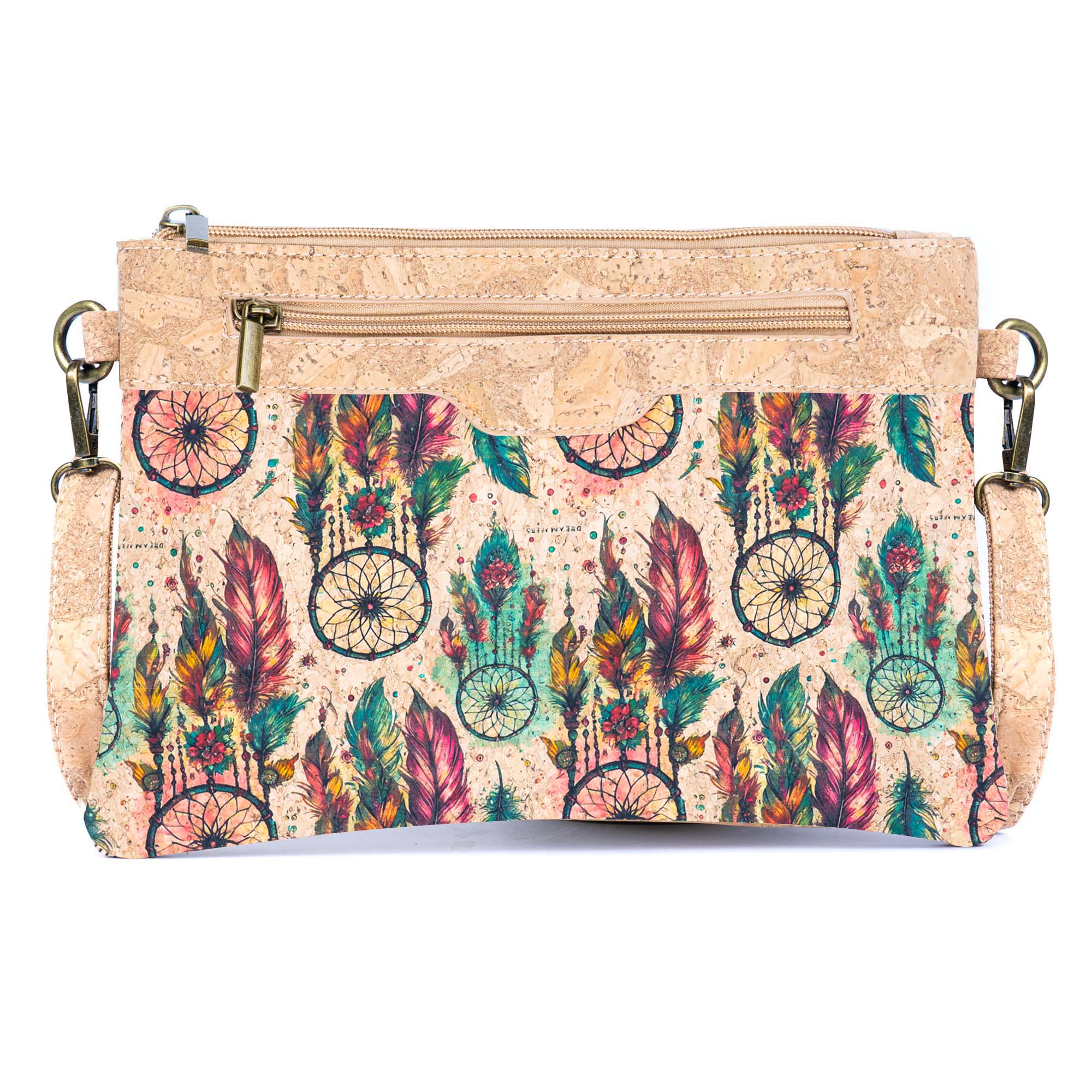 Printed Natural Cork Crossbody Bag & Clutch