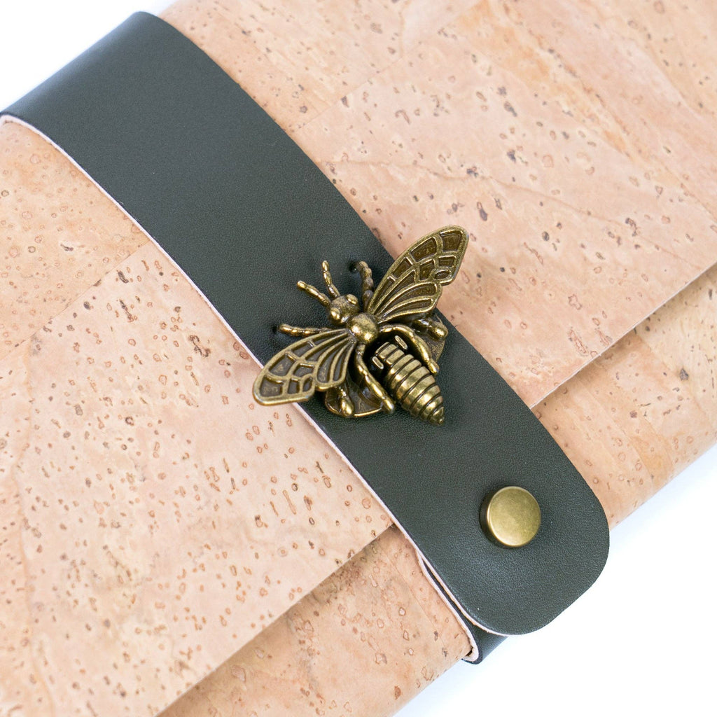 Cork Crossbody Wallet with Chain Strap & Bee Charm
