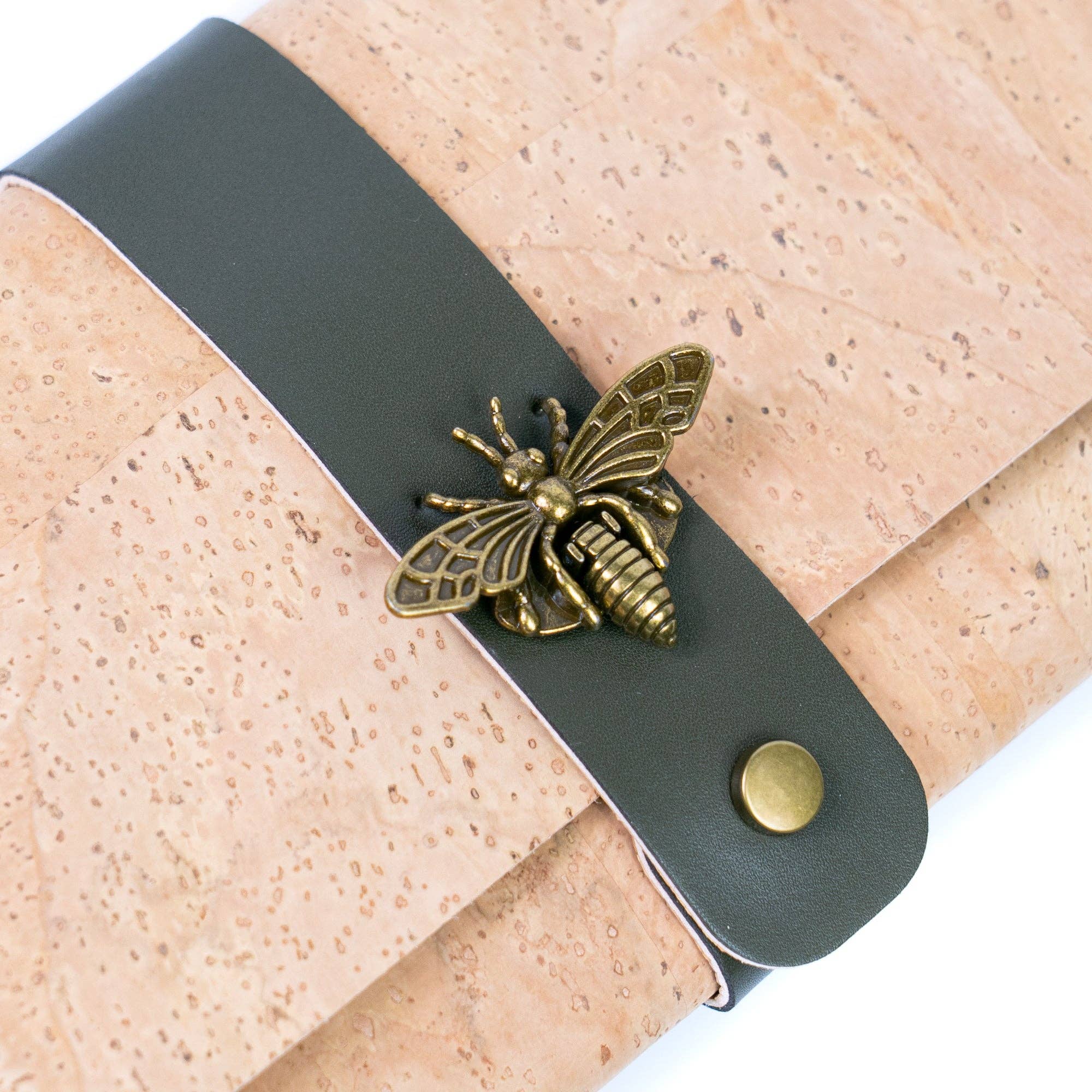 Cork Crossbody Wallet with Chain Strap & Bee Charm