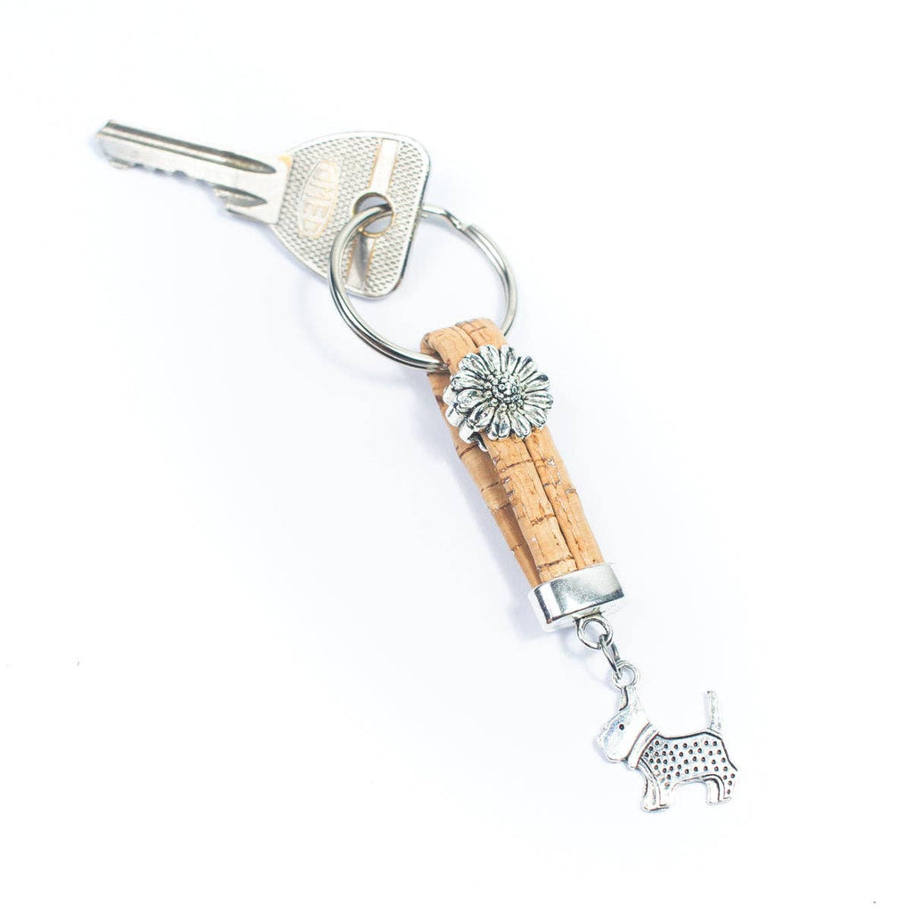 Dog Pendant & Colored cork Handmade Keychain