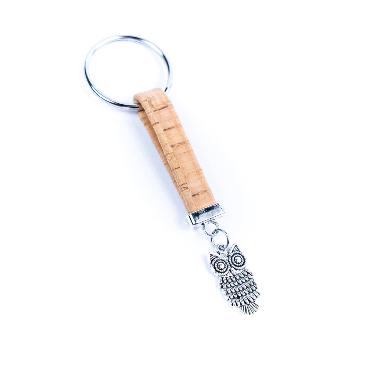 Owl Pendant & Colored Cork Handcrafted Keychain