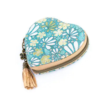 Heart Cork Coin Purse w/ Tassel Zipper Pouch