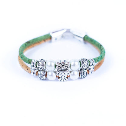 Owl & colorful Cork  handmade bracelet
