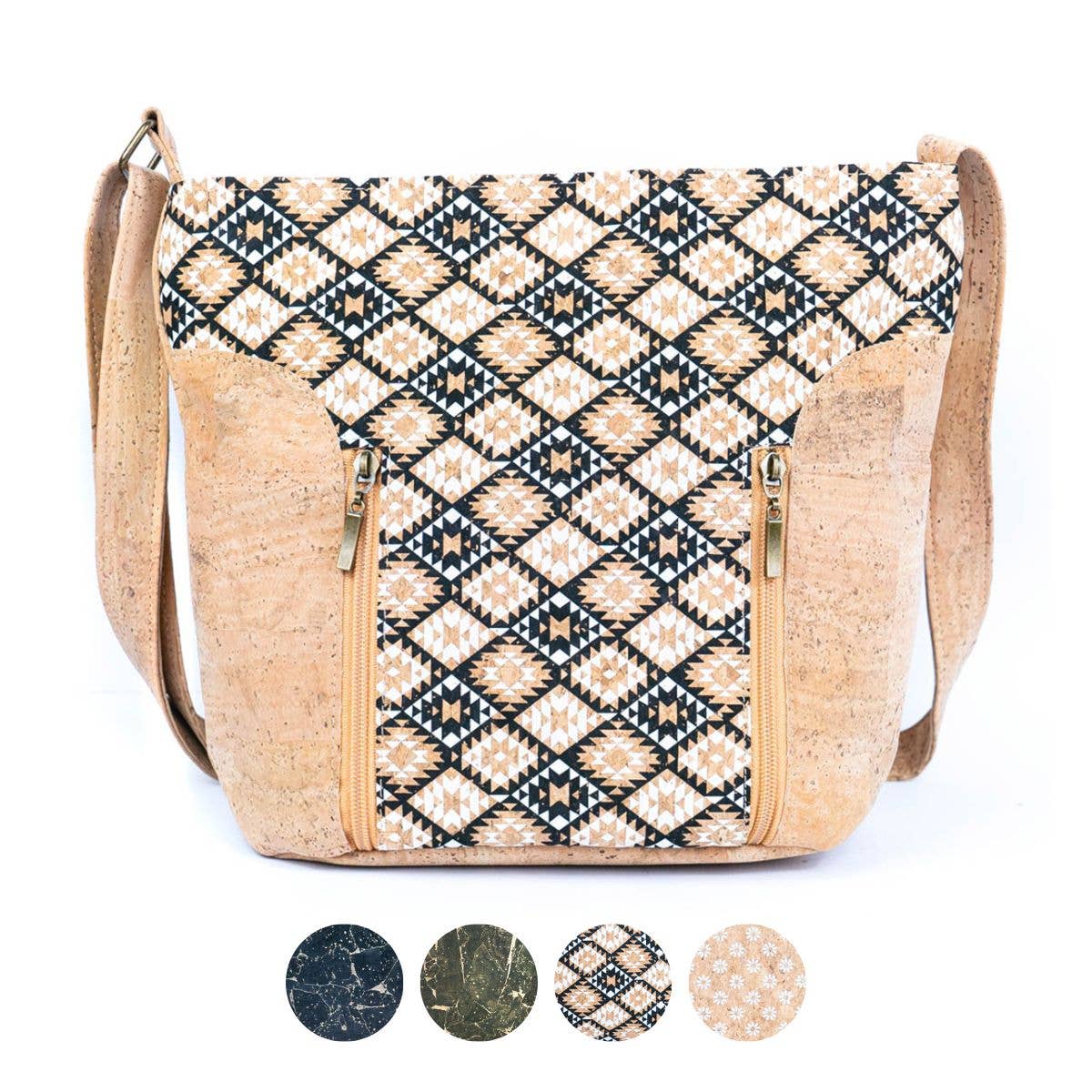 Cork Women's Crossbody Bag with Zippers