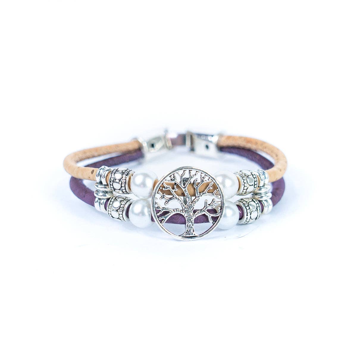 Tree of life & Colored cork  Handmade bracelet