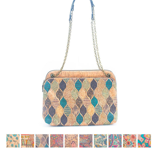 Messenger Patterned Natural Cork bag