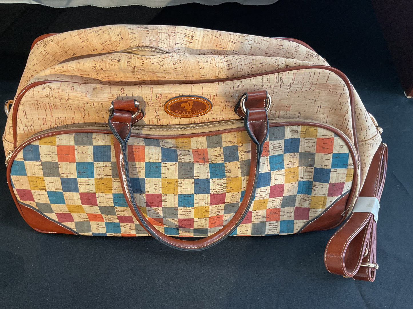 Checkered Cork Travel Bag