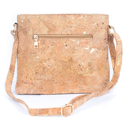 Golden cork fabric zipper handbag crossbody bag