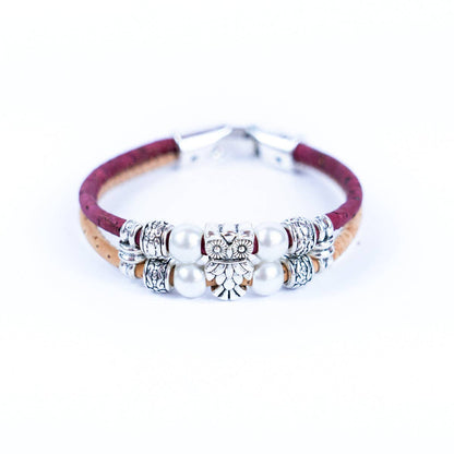 Owl & colorful Cork  handmade bracelet