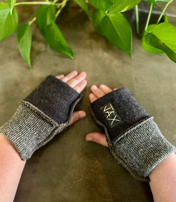 Fingerless Gloves Dark and light grey Upcycled from sweater