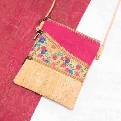 Cork Pattern stitching cork zipper crossbody bag